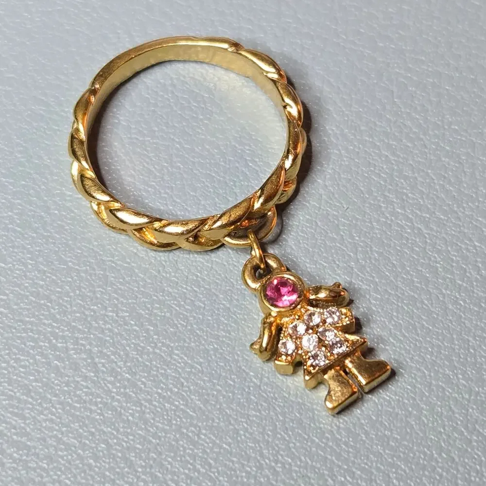 Vintage KIRKS FOLLY Gold Tone Braided Charm Ring 